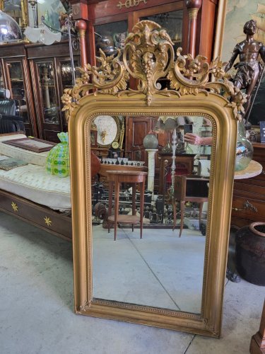 ANCIEN MIROIR A FRONTON DORE DU XIX ème SIECLE N° 1