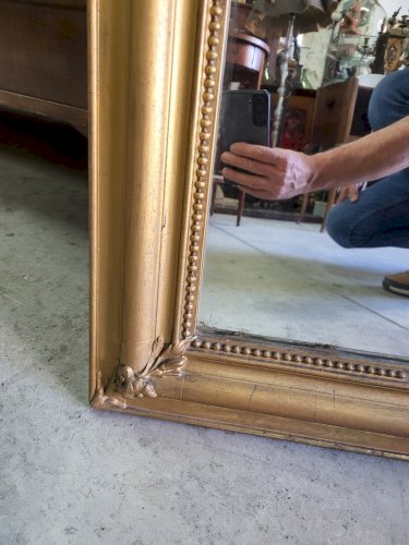 ANCIEN MIROIR A FRONTON DORE DU XIX ème SIECLE N° 1