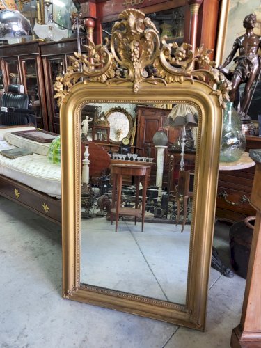 ANCIEN MIROIR A FRONTON DORE DU XIX ème SIECLE N° 1