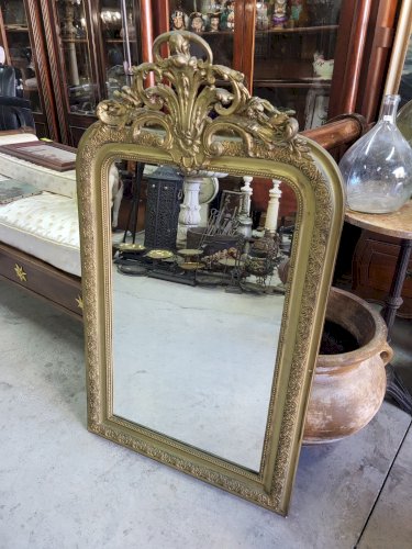 ANCIEN MIROIR A FRONTON DORE DU XIX ème SIECLE N° 2
