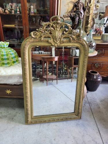 ANCIEN MIROIR A FRONTON DORE DU XIX ème SIECLE N° 2