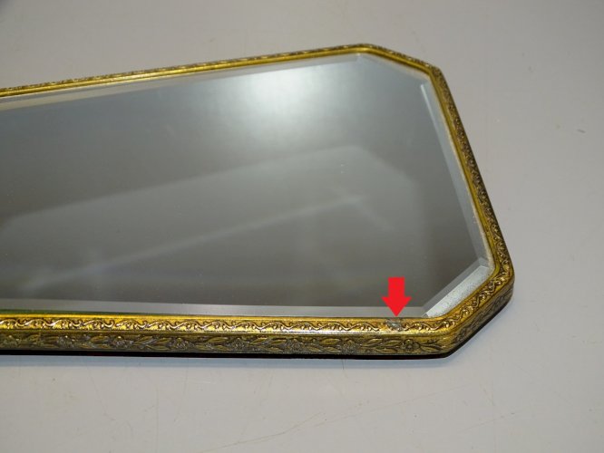 -ANCIEN MIROIR A MAIN FACE A MAIN VINTAGE LAITON MIROIR BISEAUTE déco XXe   D
