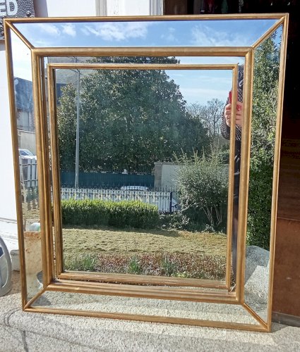 Ancien Miroir à pare-close Parclose Bois Doré /Old Golden Mirror