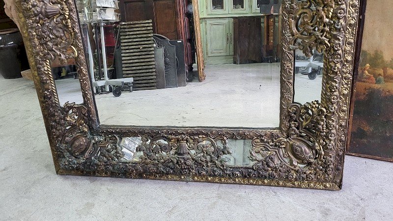 ANCIEN MIROIR A PARECLOSES EPOQUE NAPOLEON III