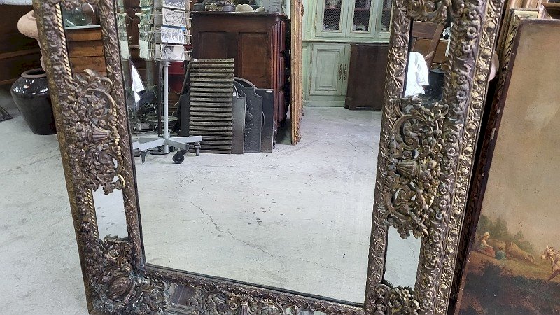 ANCIEN MIROIR A PARECLOSES EPOQUE NAPOLEON III