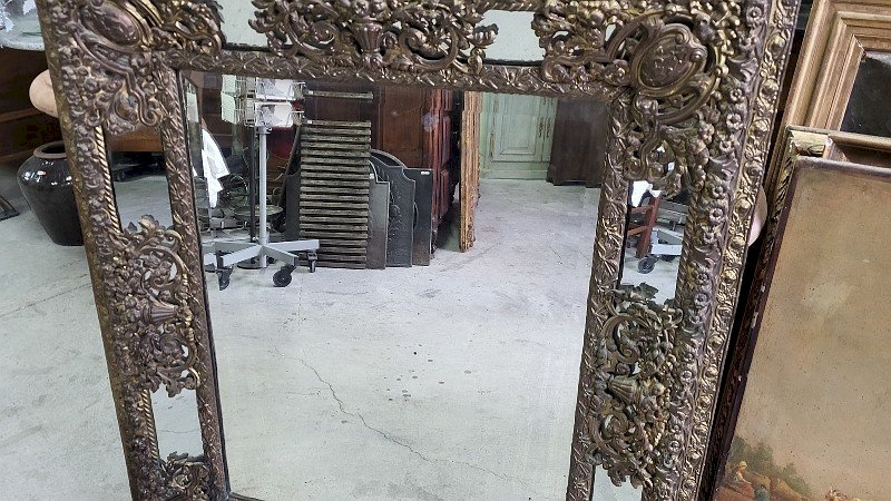 ANCIEN MIROIR A PARECLOSES EPOQUE NAPOLEON III