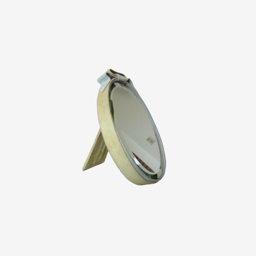 ANCIEN MIROIR BISEAUTE A POSER ENTOURAGE PEAU DE PECHE ANNEES 60 70 VINTAGE