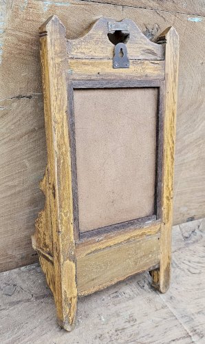 Ancien miroir de barbier en teck birman