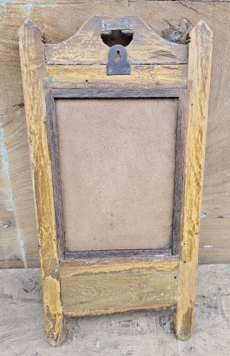 Ancien miroir de barbier en teck birman