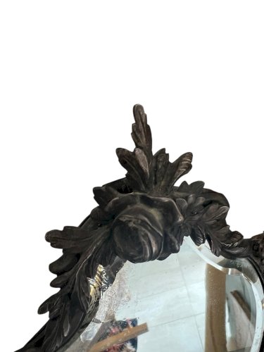 Ancien Miroir De Table bronze baroque XIXe siècle Floral Rococo Decoration