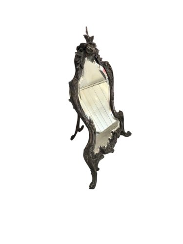 Ancien Miroir De Table bronze baroque XIXe siècle Floral Rococo Decoration