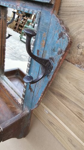 Ancien miroir - étagère Art déco en teck birman