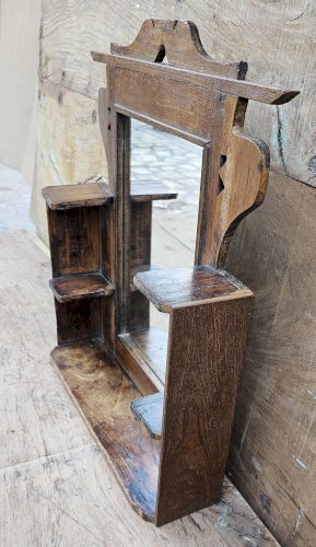 Ancien miroir - étagère Art déco en teck birman