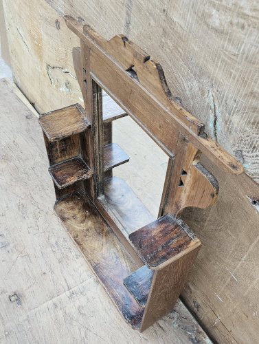 Ancien miroir - étagère Art déco en teck birman