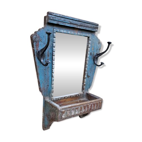 Ancien miroir - étagère Art déco en teck birman