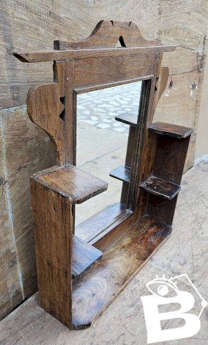 Ancien miroir - étagère Art déco en teck birman