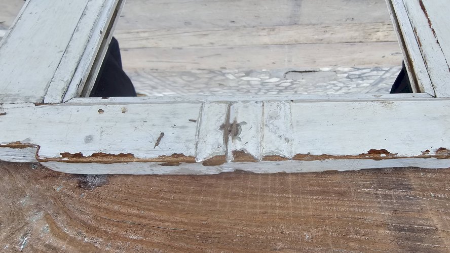 Ancien miroir - étagère triptyque en teck birman