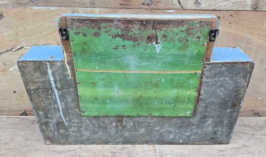 Ancien miroir - étagère triptyque en teck birman