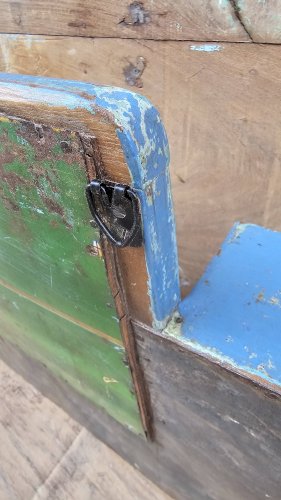 Ancien miroir - étagère triptyque en teck birman