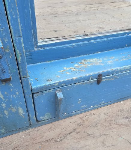 Ancien miroir - étagère triptyque en teck birman