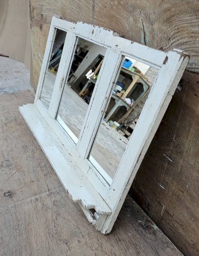 Ancien miroir - étagère triptyque en teck birman