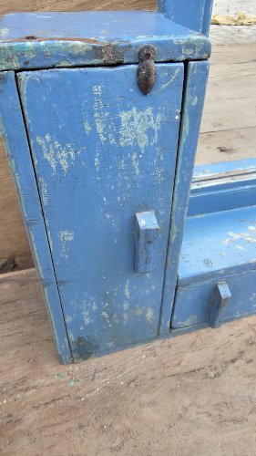 Ancien miroir - étagère triptyque en teck birman