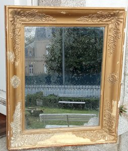Ancien Miroir Mercure cadre doré Epoque Empire Restauration 19 Ème Siècle