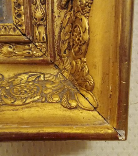 Ancien Miroir Mercure cadre doré Epoque Empire Restauration 19 Ème Siècle