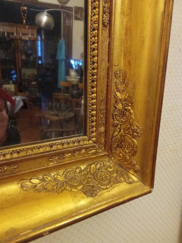 Ancien Miroir Mercure cadre doré Epoque Empire Restauration 19 Ème Siècle