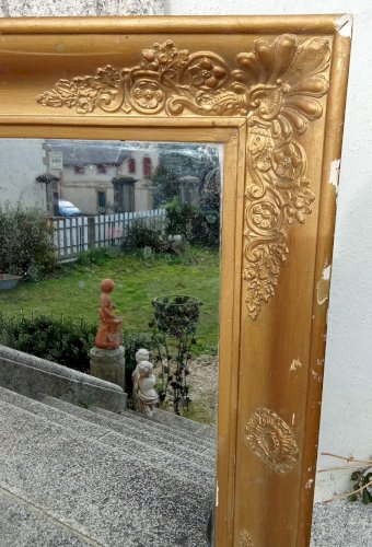 Ancien Miroir Mercure cadre doré Epoque Empire Restauration 19 Ème Siècle