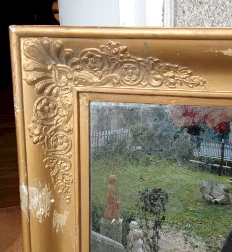 Ancien Miroir Mercure cadre doré Epoque Empire Restauration 19 Ème Siècle