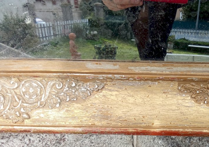 Ancien Miroir Mercure cadre doré Epoque Empire Restauration 19 Ème Siècle