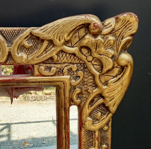 Ancien Miroir Pare Close cadre doré 20  ème siècle Old Golden Mirror
