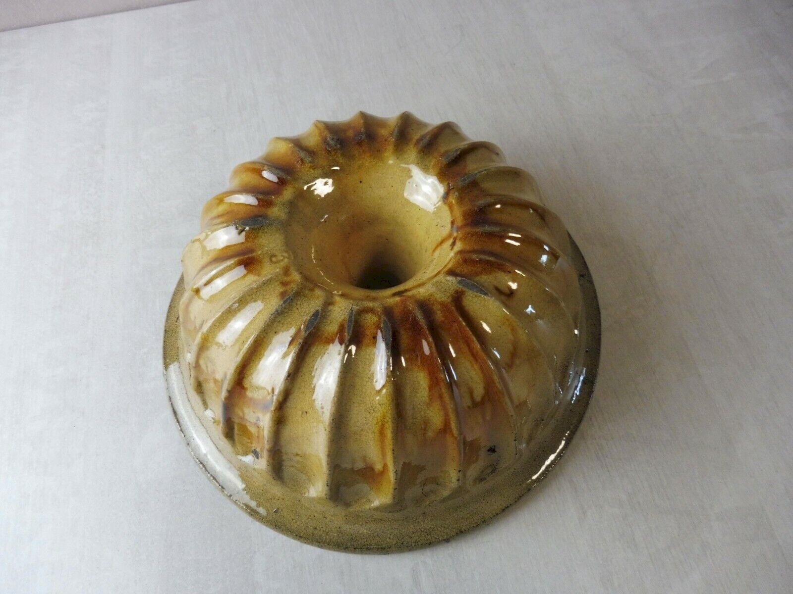 Plat à Cake En Terre Cuite Vernissée Keif Germany - Motif Poule & Poussins | Occasion Déco Vintage