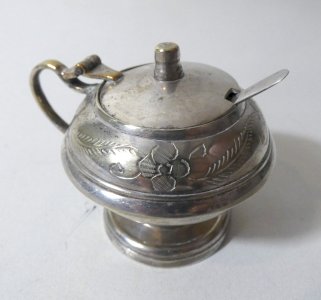 old silver-plated mustard pot