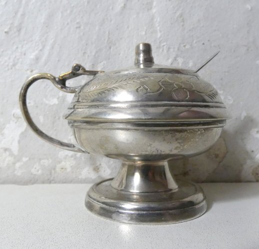 ancien moutardier en métal argenté