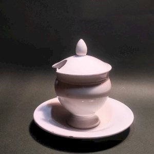 Old porcelain mustard pot from Paris, white
