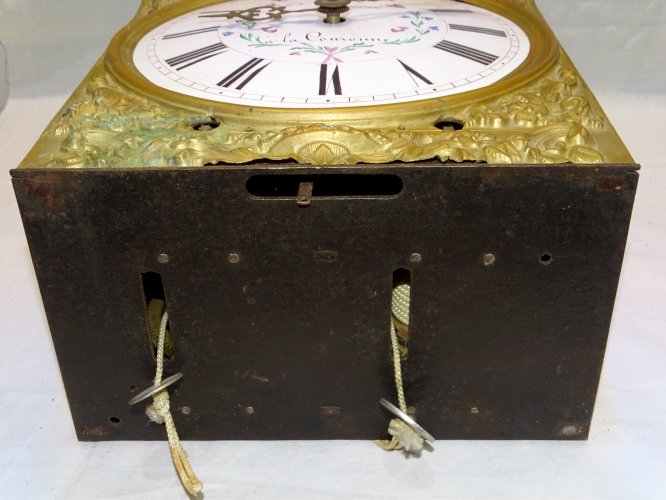 -ANCIEN MOUVEMENT HORLOGE COMTOIS 1 MOIS CADRAN FLEURI E BERGEON à LA COURONNE D