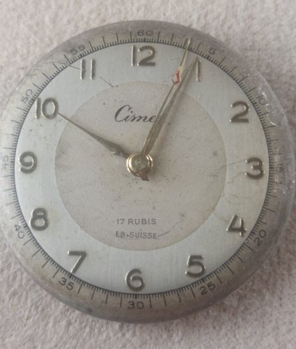 Ancien mouvement / mécanisme + cadran de montre Cimex