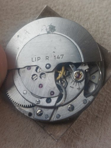 Ancien mouvement / mécanisme + cadran de montre Lip automatic R147