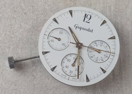 Ancien mouvement / mécanisme + cadran de montre Quartz Gigandet,  Ronda 763