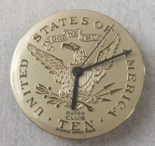 Old movement / mechanism + Quartz watch dial USA Ten, Harley Ronda 375