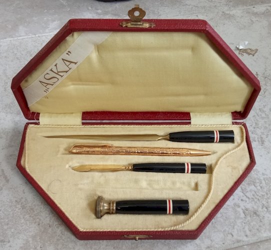 Ancien Nécessaire Écriture Accessoire Bureau Aska Old Writing Desk Set