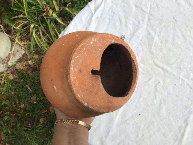 Ancien Nichoir à Oiseaux  mural extérieur en terre cuite  Art Populaire