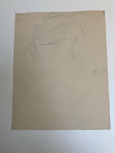 Ancien Nu Dessin Crayon Sur Papier Femme 1910 Erotique Art Déco Nue Bleu Assis