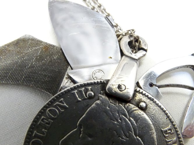 -ANCIEN ONGLIER ELOI PERNET PIECE 5 FRANCS NAPOLEON III ARGENT Poinç. SANGLIER D