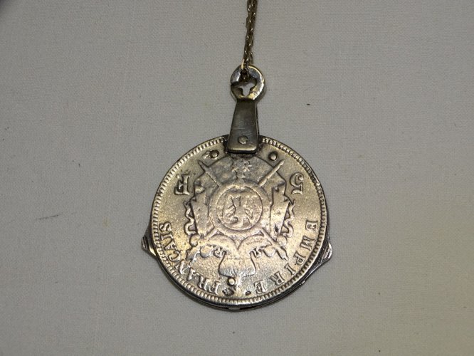 -ANCIEN ONGLIER ELOI PERNET PIECE 5 FRANCS NAPOLEON III ARGENT Poinç. SANGLIER D