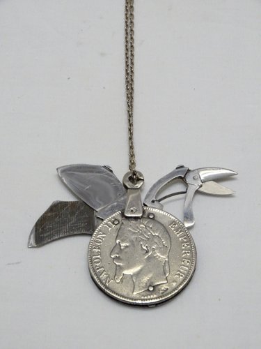 -ANCIEN ONGLIER ELOI PERNET PIECE 5 FRANCS NAPOLEON III ARGENT Poinç. SANGLIER D