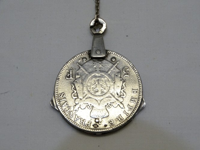 -ANCIEN ONGLIER ELOI PERNET PIECE 5 FRANCS NAPOLEON III ARGENT Poinç. SANGLIER D