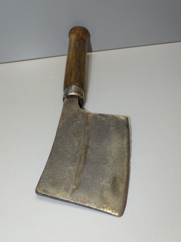 -ANCIEN OUTIL HACHOIR FEUILLE BOUCHER MANCHE BOIS COLLECTION OUTILS ANCIENS   D